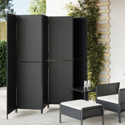 Room divider 6-panel poly rattan black