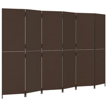 Kamerscherm 6 panelen poly rattan bruin 294 x 180 cm Dichtgeweven
