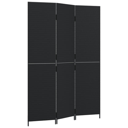 Kamerscherm 3 Panelen Poly Rattan Zwart 1