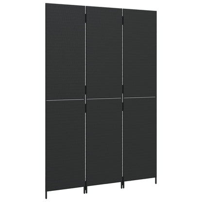 Kamerscherm 3 Panelen Poly Rattan Zwart 1