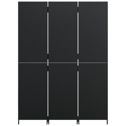 Kamerscherm 3 Panelen Poly Rattan Zwart 1
