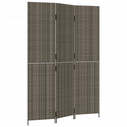 Kamerscherm 3 Panelen Poly Rattan Grijs 1