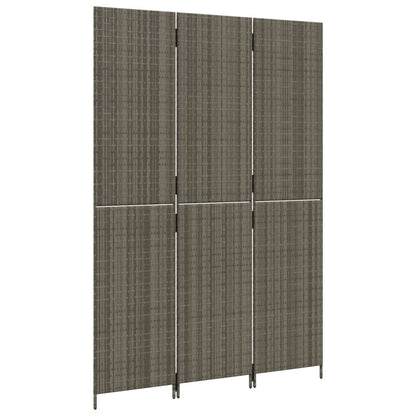 Kamerscherm 3 Panelen Poly Rattan Grijs 1