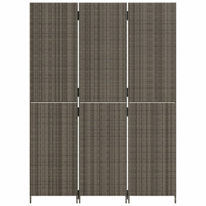 Kamerscherm 3 Panelen Poly Rattan Grijs 1