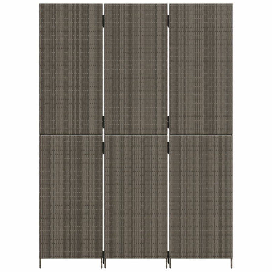Kamerscherm 3 Panelen Poly Rattan Grijs 1