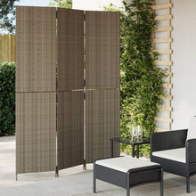 Kamerscherm 3 Panelen Poly Rattan Grijs 1