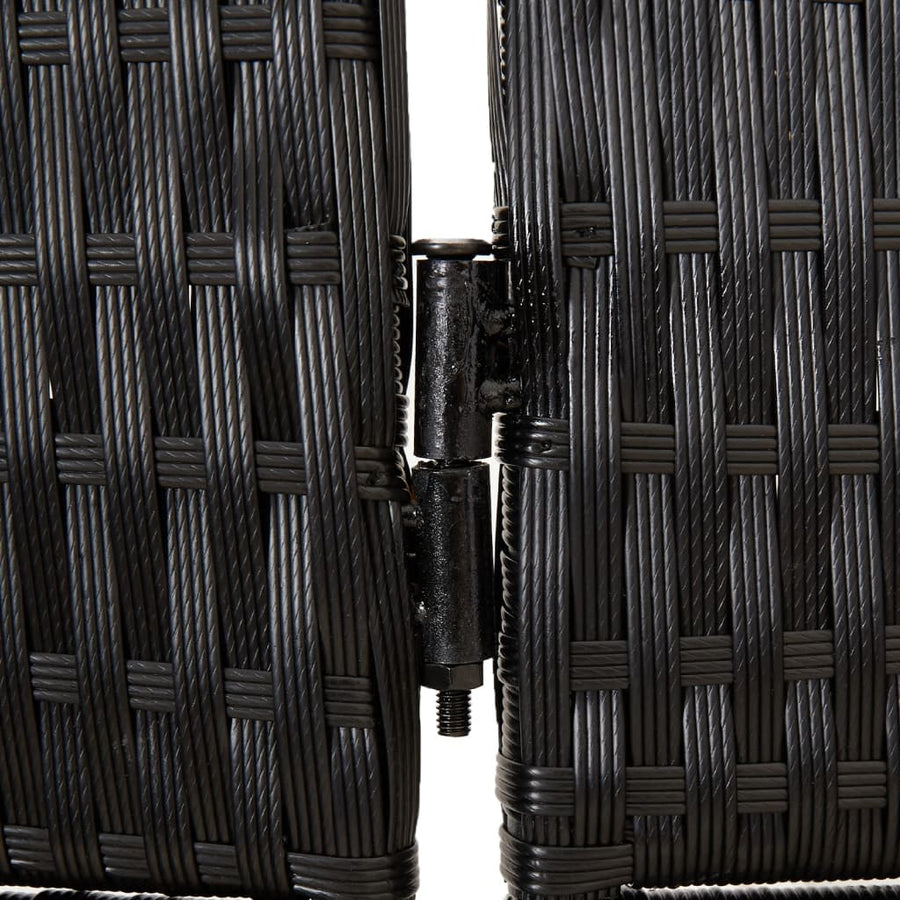 Kamerscherm 4 panelen poly rattan zwart