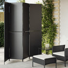 Kamerscherm 4 panelen poly rattan zwart