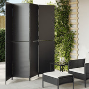 Kamerscherm 4 panelen poly rattan zwart 196x200 cm