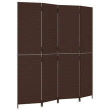 Kamerscherm 4 panelen poly rattan bruin 1 196 x 200 cm