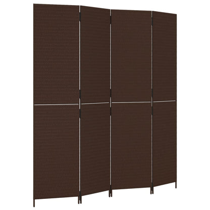 Kamerscherm 4 panelen poly rattan bruin 1 196 x 200 cm