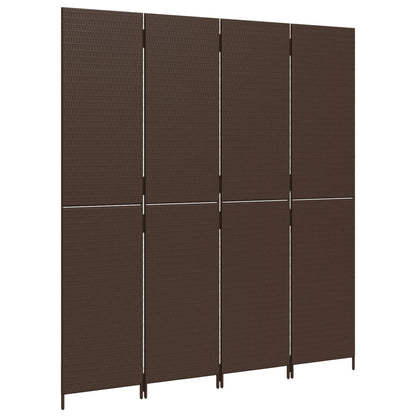 Kamerscherm 4 panelen poly rattan bruin 1 196 x 200 cm