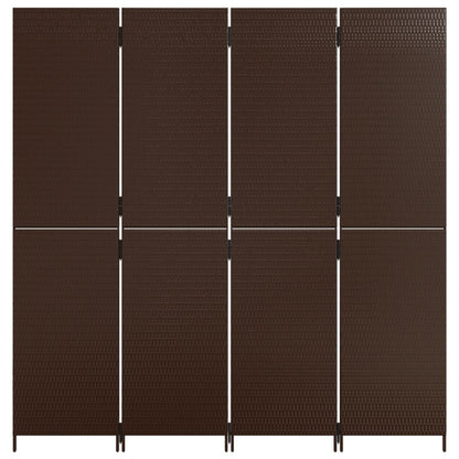Kamerscherm 4 panelen poly rattan bruin 1 196 x 200 cm