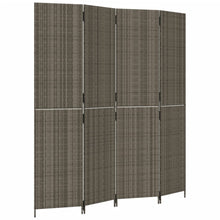 Kamerscherm 4 Panelen Poly Rattan Grijs 1