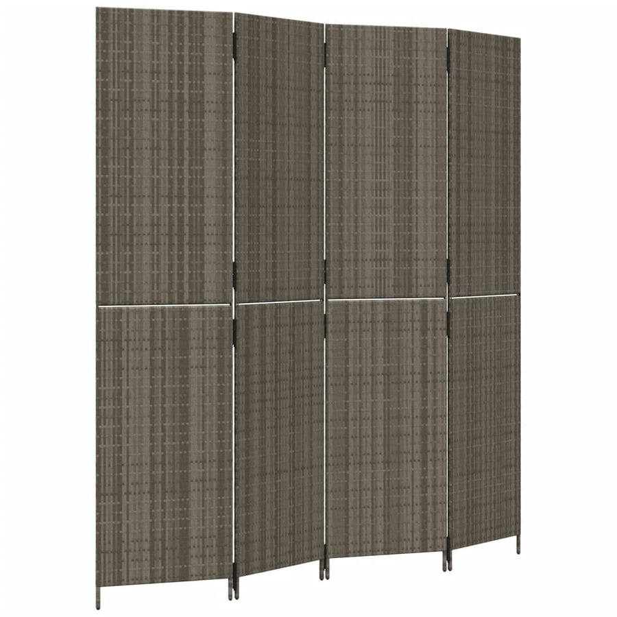 Kamerscherm 4 Panelen Poly Rattan Grijs 1