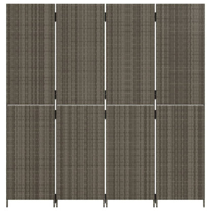 Kamerscherm 4 Panelen Poly Rattan Grijs 1