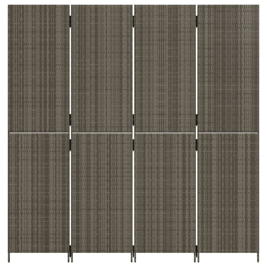 Kamerscherm 4 Panelen Poly Rattan Grijs 1