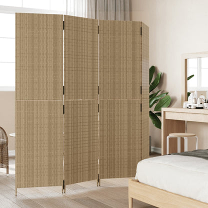 Kamerscherm 4 panelen poly rattan beige 1 196 x 200 cm