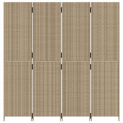 Kamerscherm 4 panelen poly rattan beige 1 196 x 200 cm