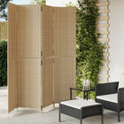 Room Divider 4 Panels Poly Rattan Beige
