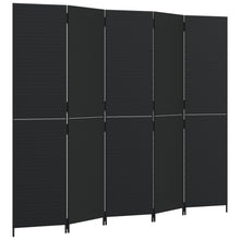 Kamerscherm 5 panelen poly rattan zwart