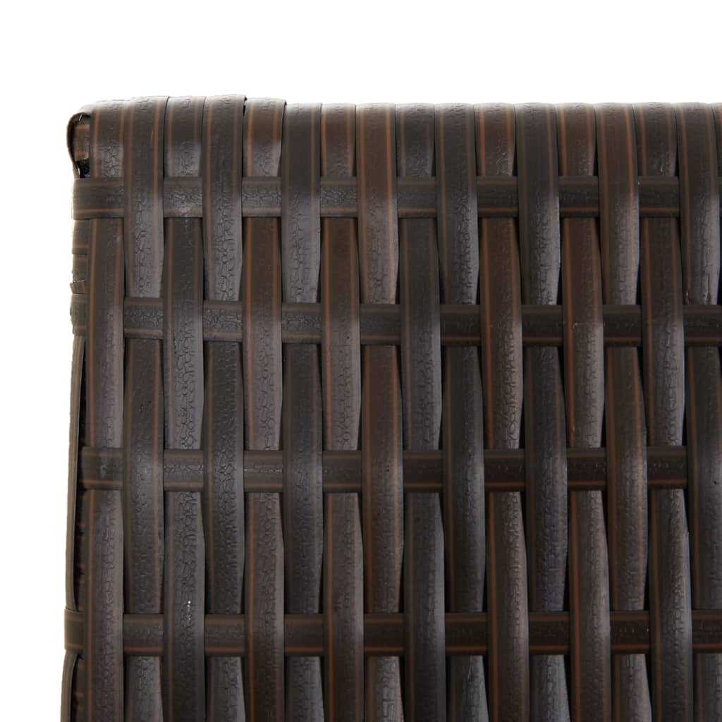 Kamerscherm 5 panelen poly rattan bruin 245 x 200 cm Dichtgeweven