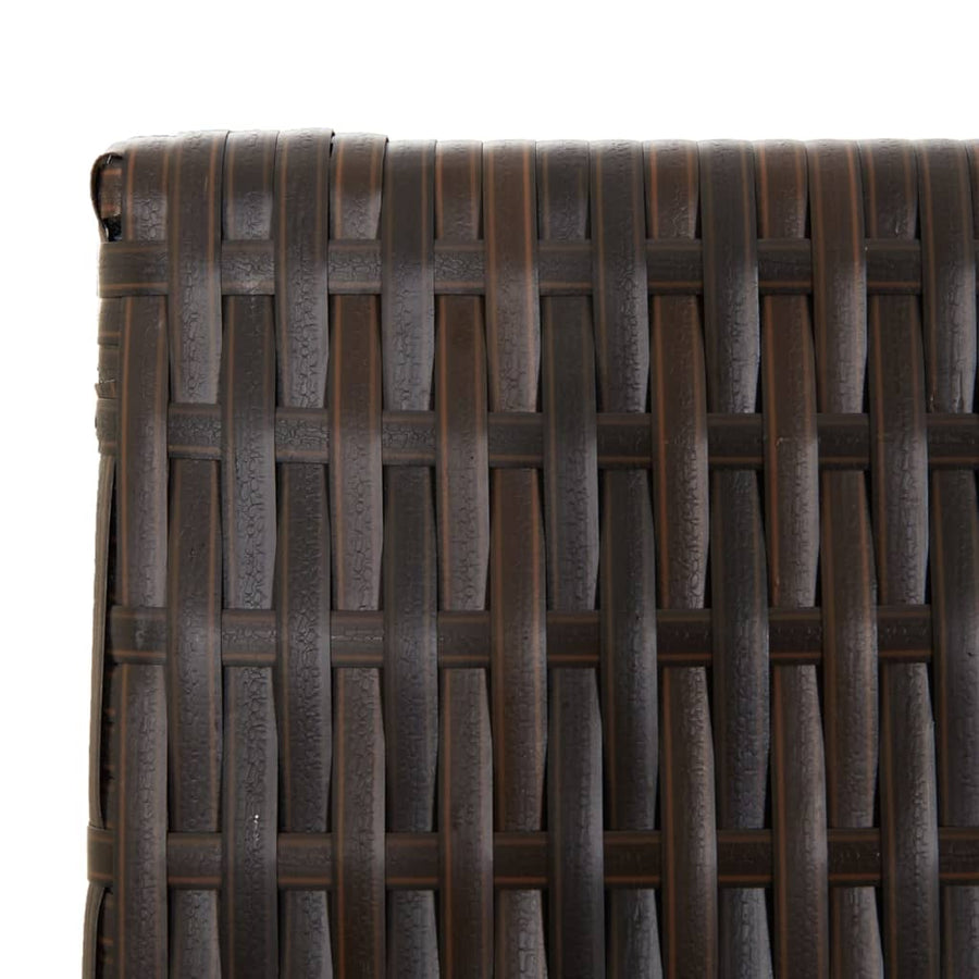 Kamerscherm 5 panelen poly rattan bruin 245 x 200 cm Dichtgeweven