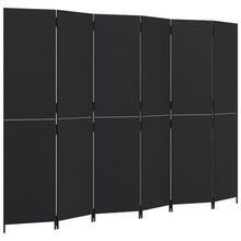 Kamerscherm 6 panelen poly rattan zwart 1 294 x 200 cm