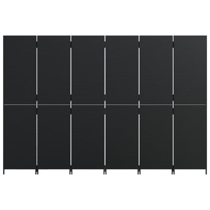 Kamerscherm 6 panelen poly rattan zwart 1 294 x 200 cm
