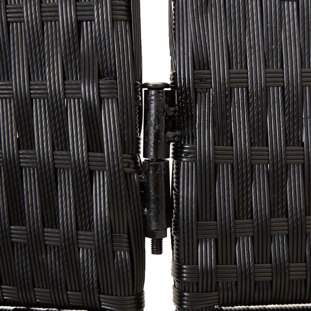 Kamerscherm 6 panelen poly rattan zwart 1 294 x 200 cm