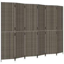 Kamerscherm 6 panelen poly rattan grijs 294 x 200 cm Dichtgeweven
