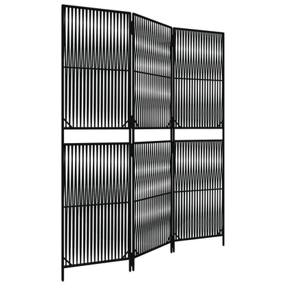 Kamerscherm 3 Panelen Poly Rattan Zwart 1