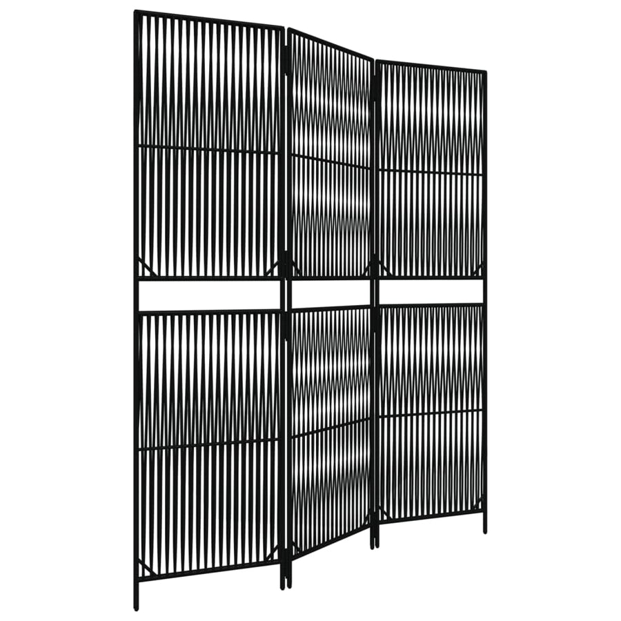 Kamerscherm 3 Panelen Poly Rattan Zwart 1