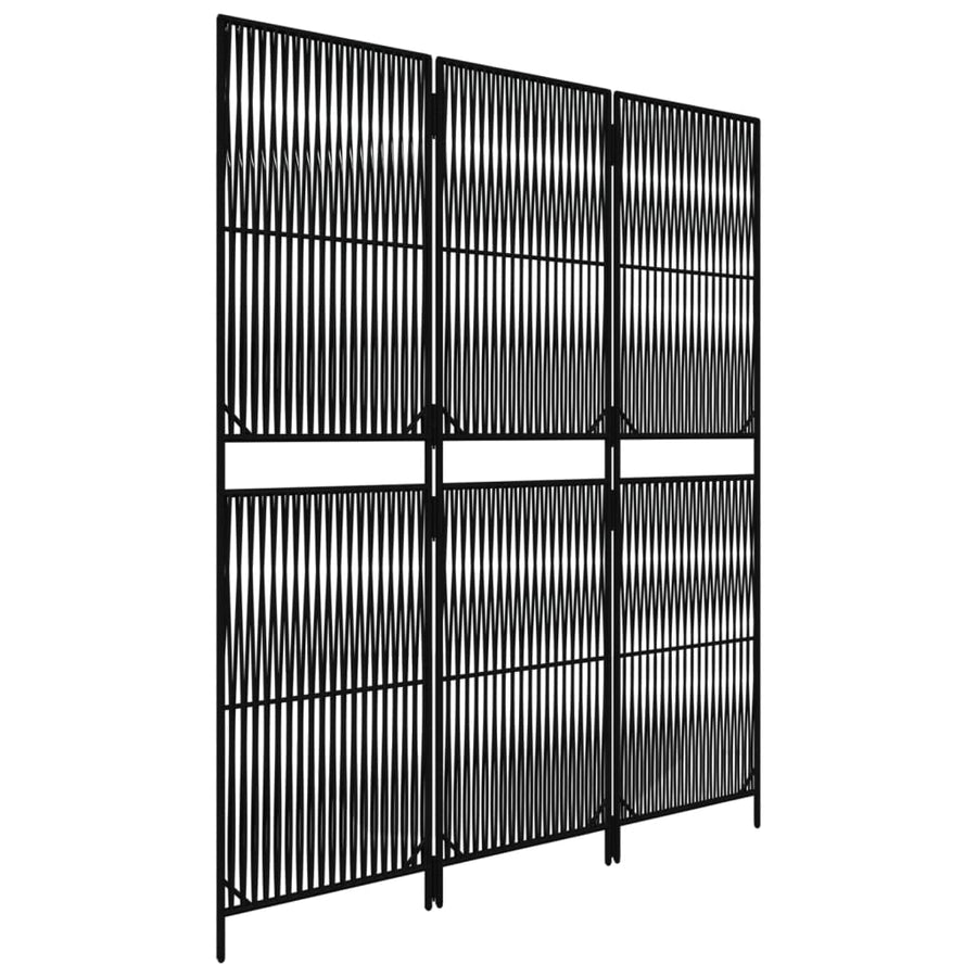 Kamerscherm 3 Panelen Poly Rattan Zwart 1
