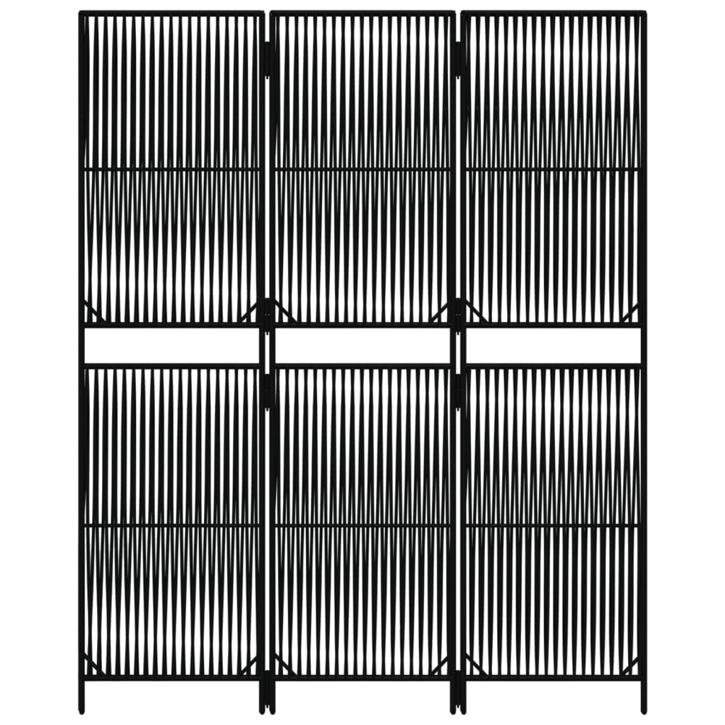 Kamerscherm 3 Panelen Poly Rattan Zwart 1