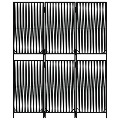 Kamerscherm 3 Panelen Poly Rattan Zwart 1