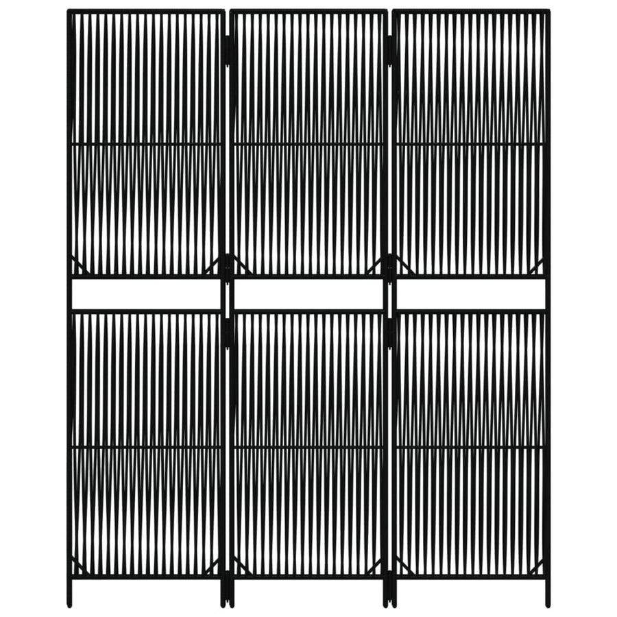 Kamerscherm 3 Panelen Poly Rattan Zwart 1