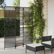Kamerscherm 3 panelen poly rattan zwart
