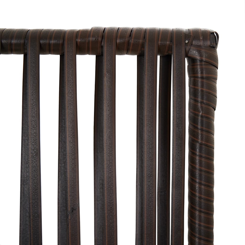 Kamerscherm 3 panelen poly rattan bruin 147 x 180 cm Lijngeweven