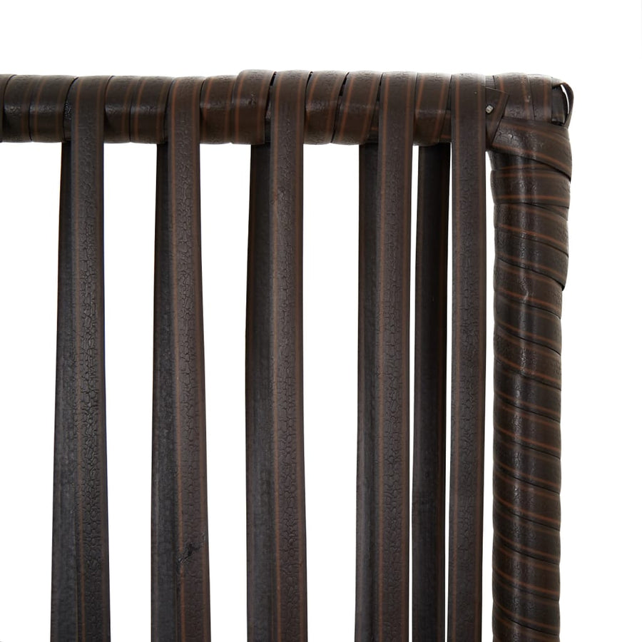 Kamerscherm 3 panelen poly rattan bruin 147 x 180 cm Lijngeweven