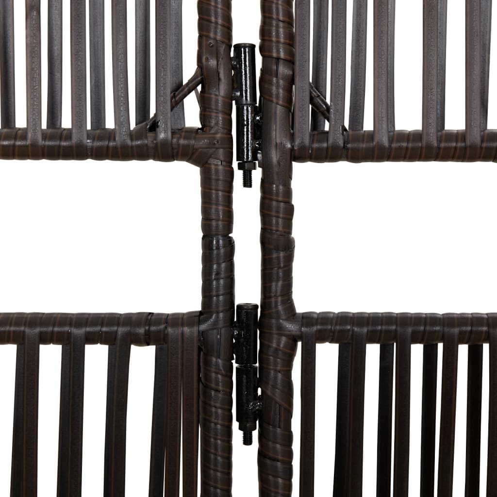 Kamerscherm 3 panelen poly rattan bruin 147 x 180 cm Lijngeweven