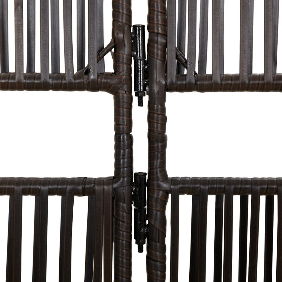 Kamerscherm 3 panelen poly rattan bruin 147 x 180 cm Lijngeweven
