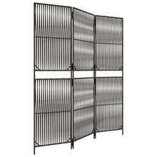 Kamerscherm 3 panelen poly rattan grijs 1 147 x 180 cm