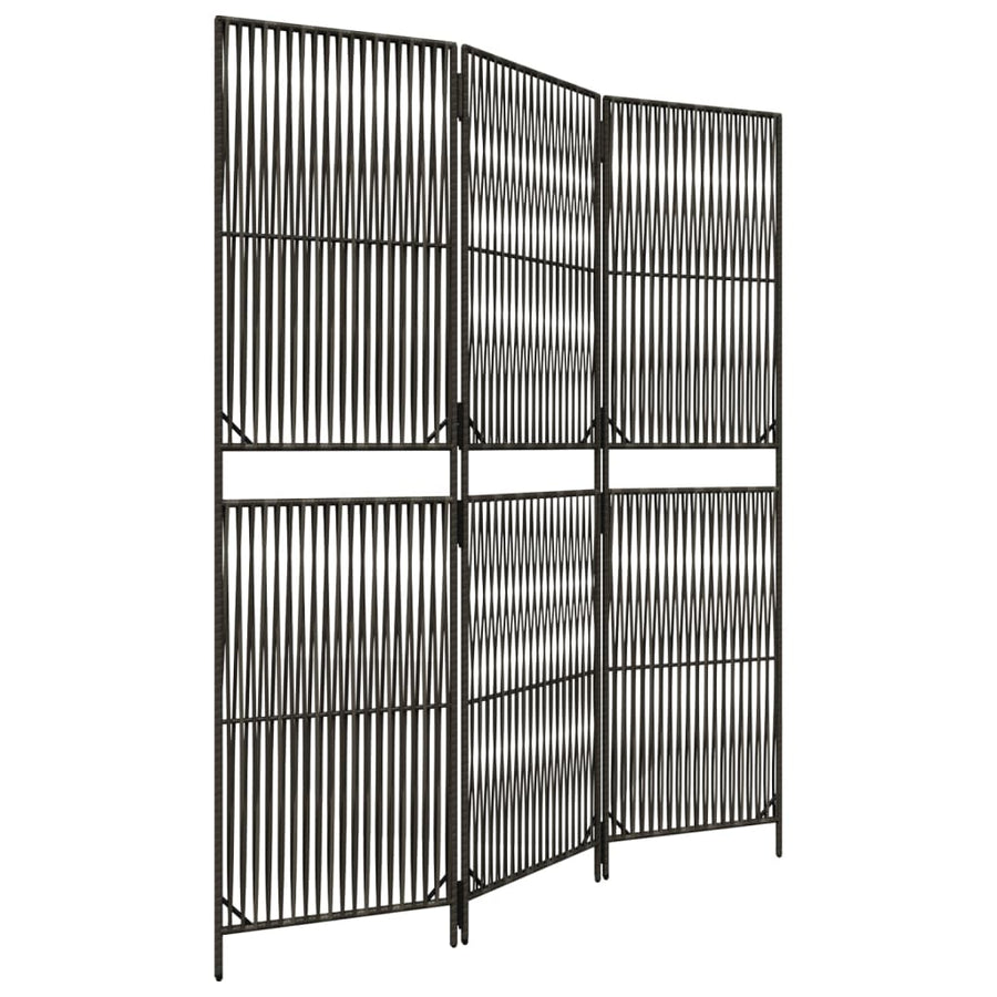 Kamerscherm 3 panelen poly rattan grijs 1 147 x 180 cm