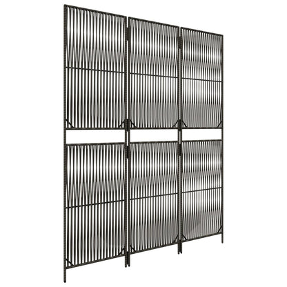 Kamerscherm 3 panelen poly rattan grijs 1 147 x 180 cm