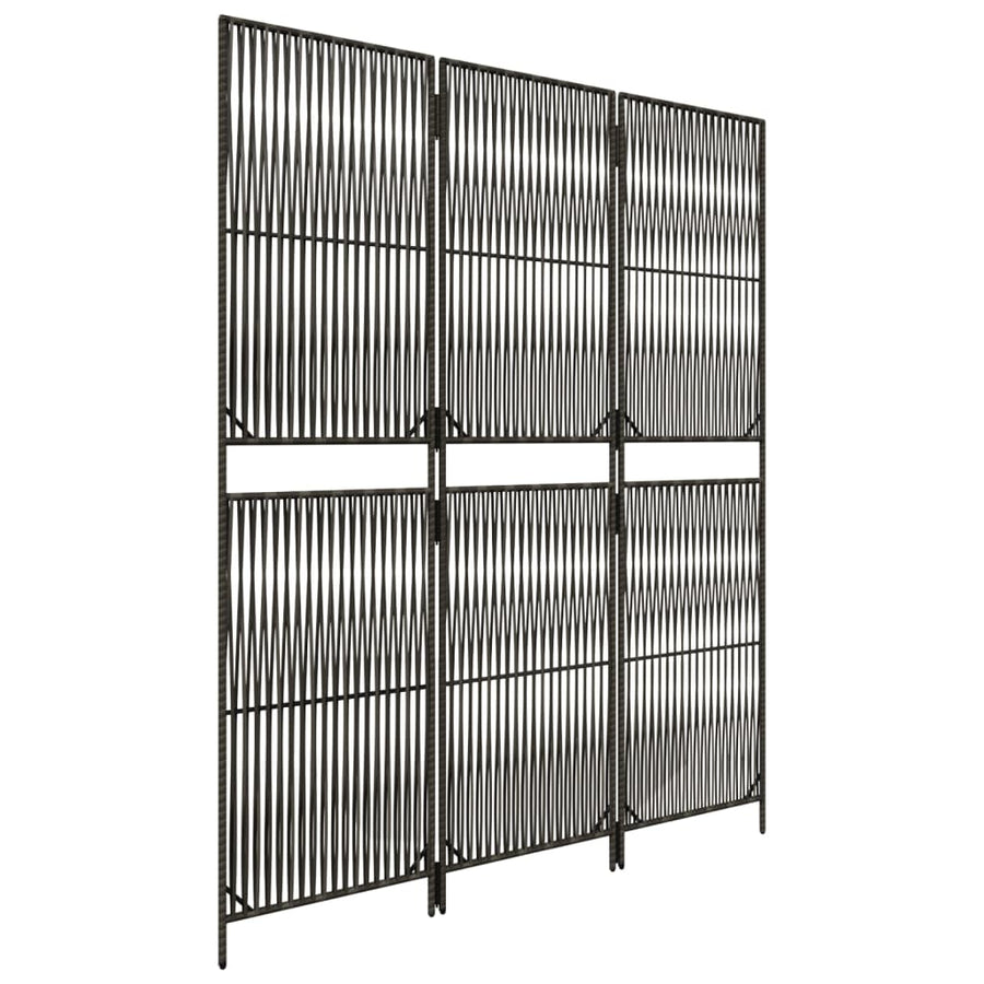 Kamerscherm 3 panelen poly rattan grijs 1 147 x 180 cm