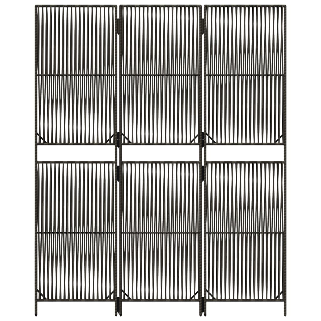 Kamerscherm 3 panelen poly rattan grijs 1 147 x 180 cm
