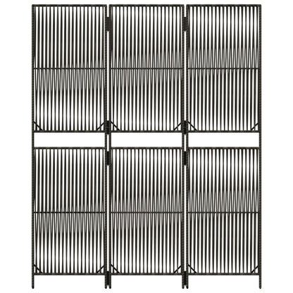 Kamerscherm 3 panelen poly rattan grijs 1 147 x 180 cm