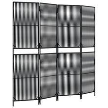 Kamerscherm 4 panelen poly rattan zwart 1 196 x 180 cm