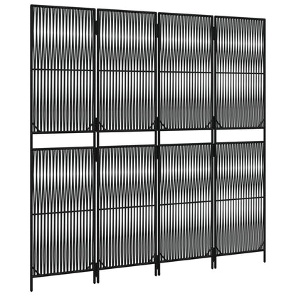 Kamerscherm 4 panelen poly rattan zwart 1 196 x 180 cm